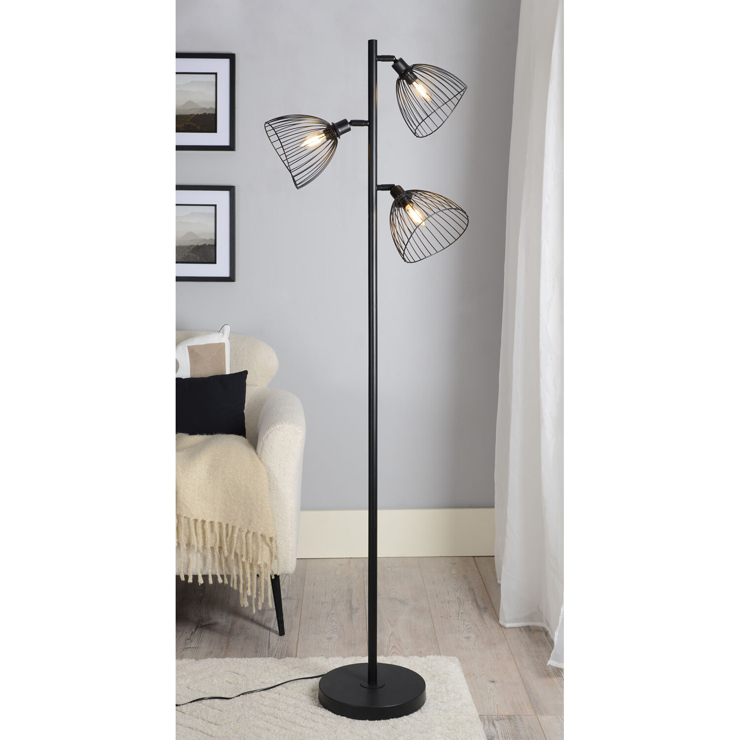 Brooklyn Black 3 Light Floor Lamp Image 3