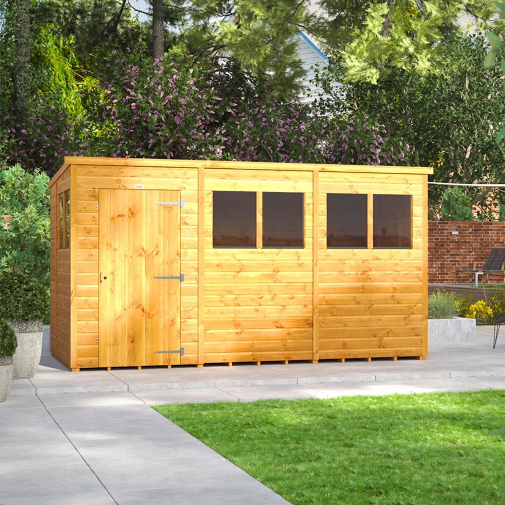 Power Sheds 12 x 6ft Pent Wooden Shed with Window Image 2