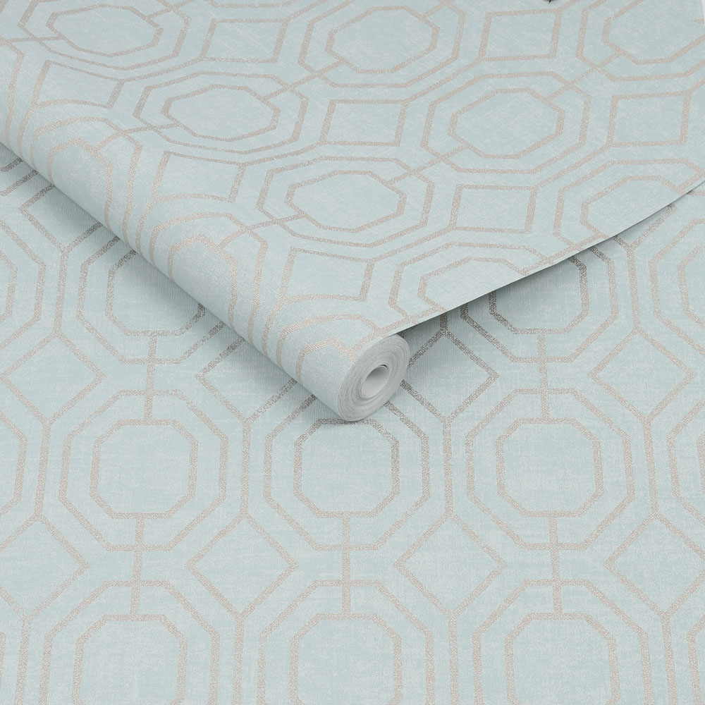 Superfresco Easy Luxe Geo Duck Egg Wallpaper Image 2