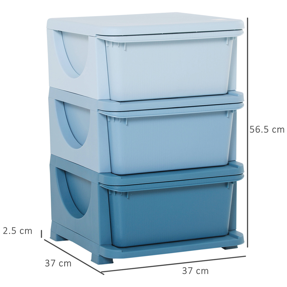 Playful Haven Blue 3 Drawers Kids Storage Unit Image 7