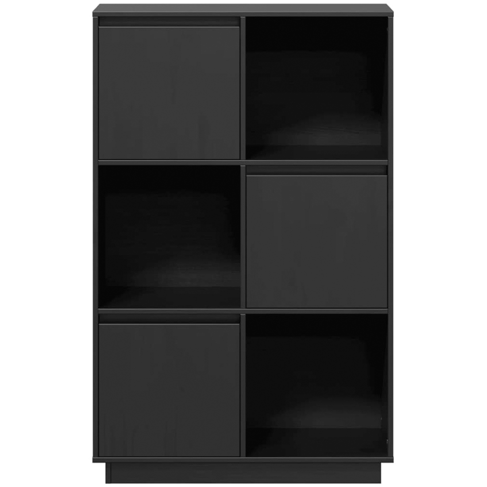 vidaXL 3 Door 3 Shelf Black Solid Pine Wood Highboard Image 6