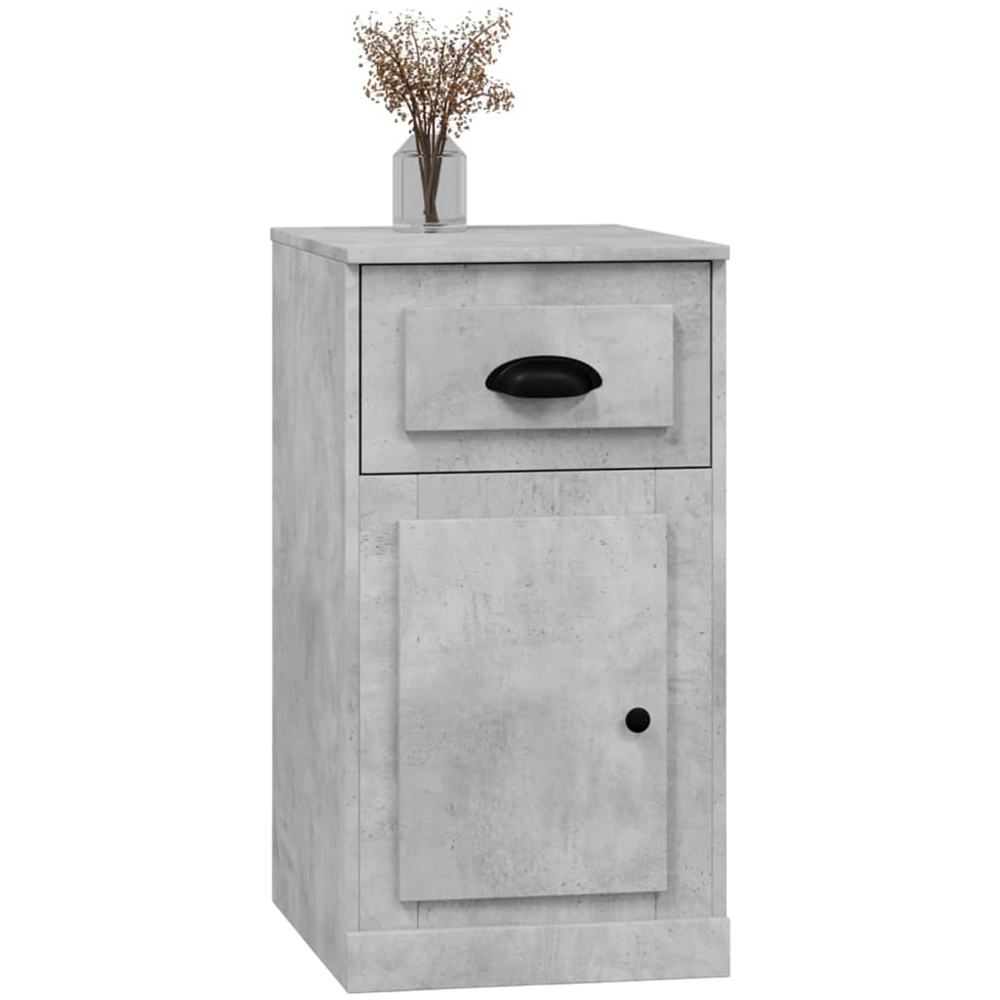 vidaXL Single Door Single Drawer Concrete Grey Side Cabinet Image 3