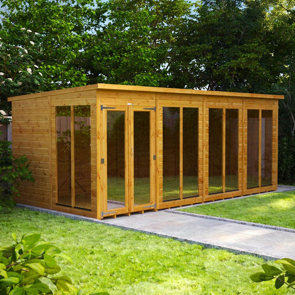 Power Sheds 16 x 8ft Double Door Pent Traditional Summerhouse Image 2