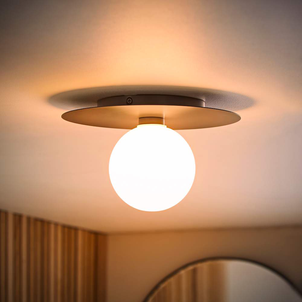 ValueLights Darla Navy Frosted Globe Bathroom Flush Ceiling Light and Bulb Image 2