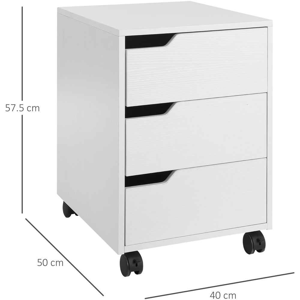 HOMCOM 3 Drawer White File Cabinet with Wheels Image 8