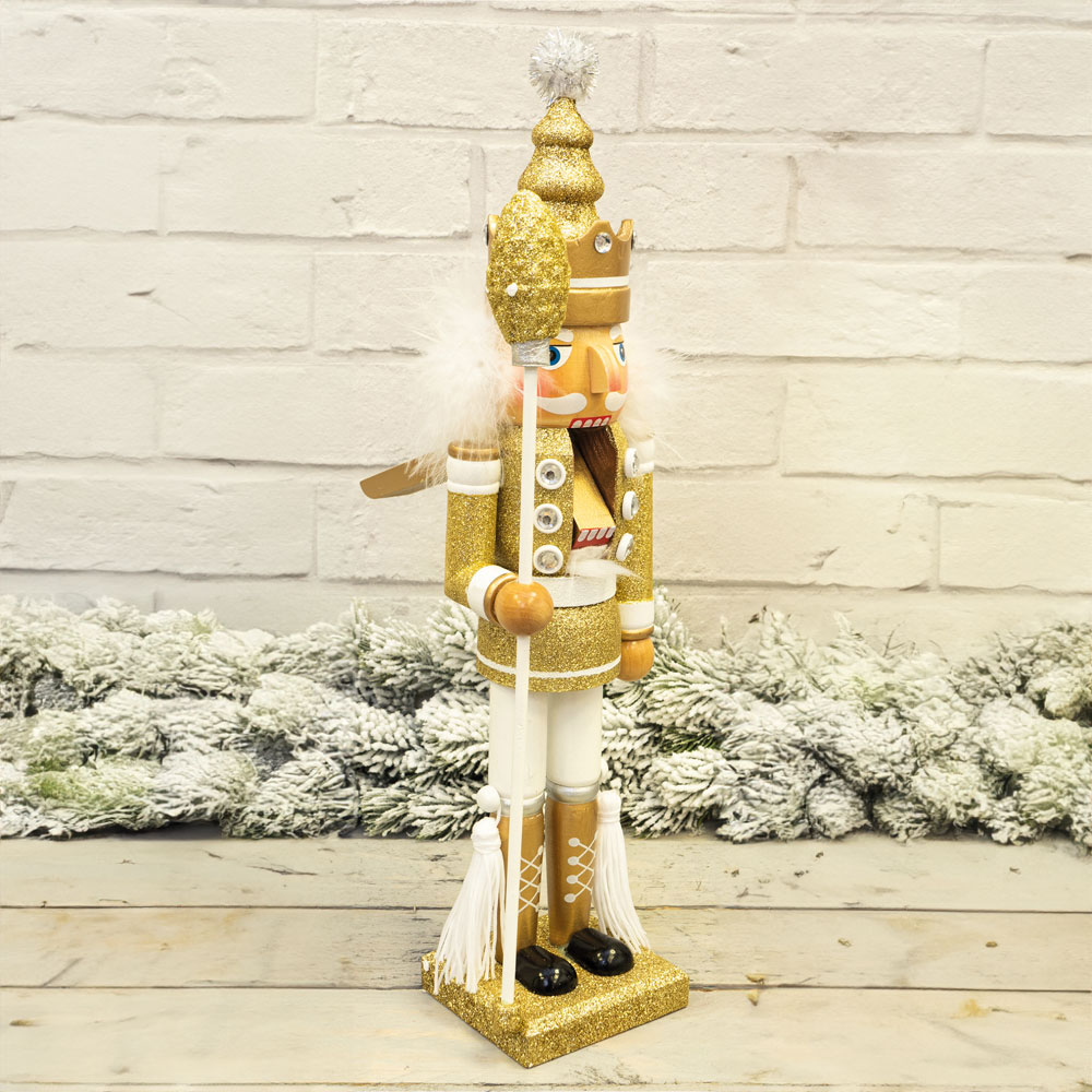 St Helens Gold and White Christmas Nutcracker with Staff Image 4
