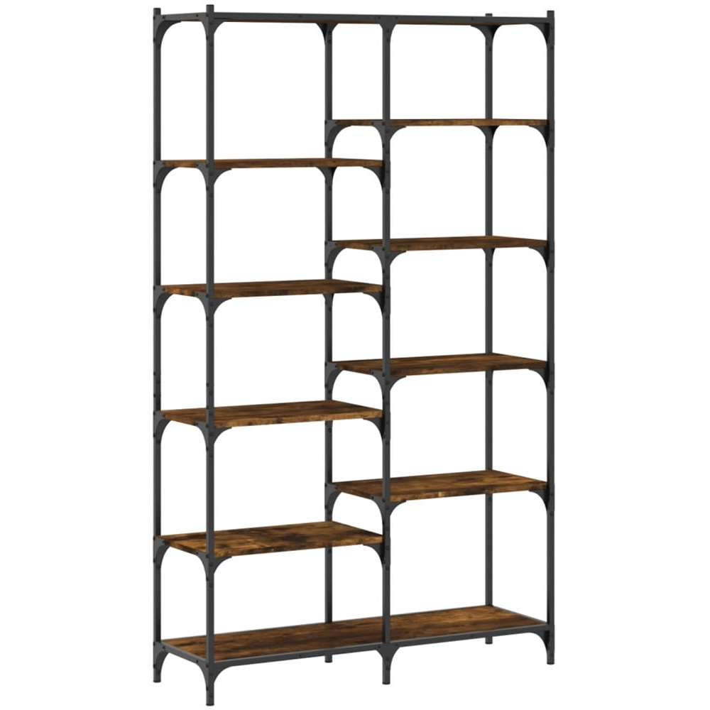 vidaXL 10 Open Shelf Smoked Oak Bookshelf Image 2