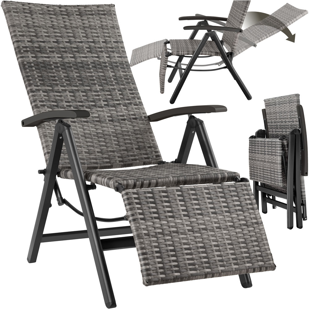 tectake Brisbane Grey 6 Way Adjustable and Foldable Garden Chair Image 2