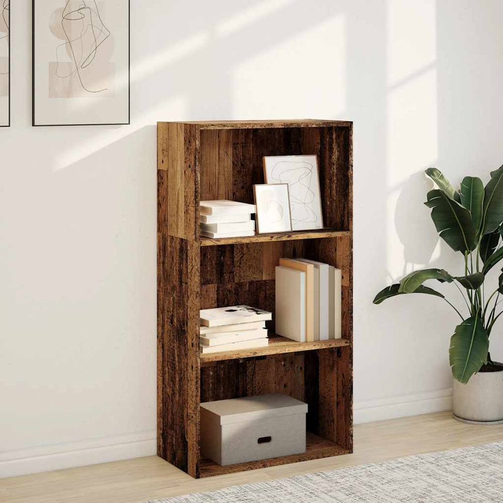 vidaXL 3 Shelf Old Wood Bookcase Image 7