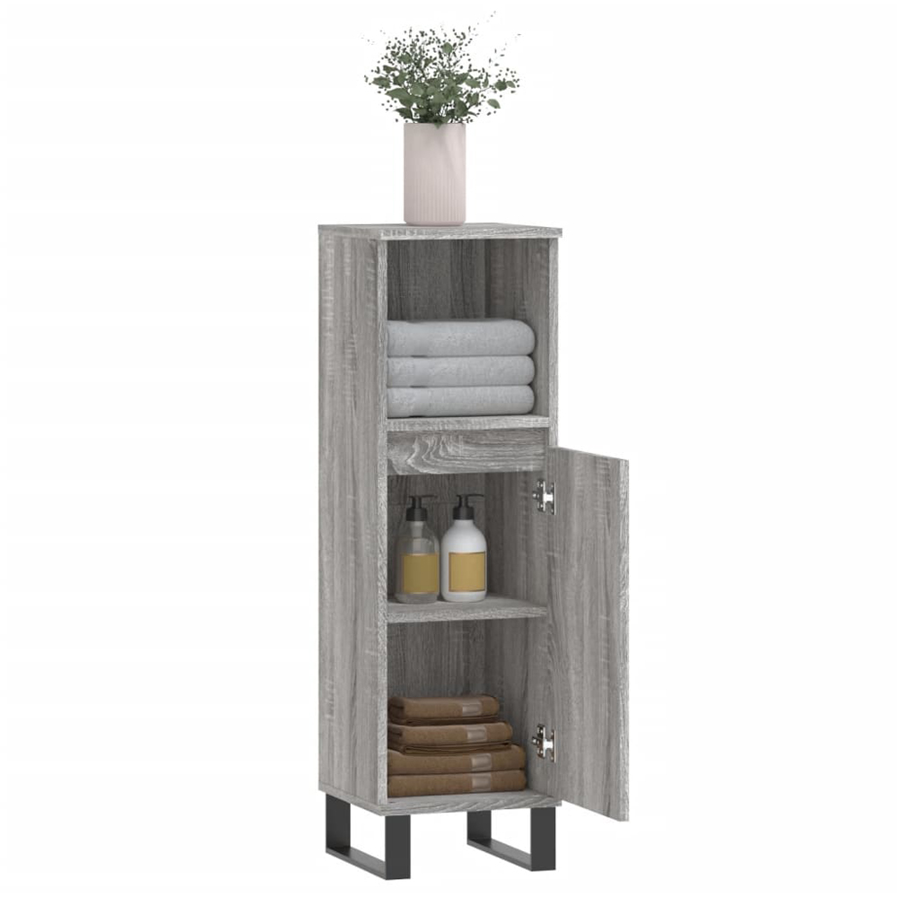 vidaXL Single Door Single Shelf Grey Sonoma Slim Freestanding Bathroom Cabinet Image 3