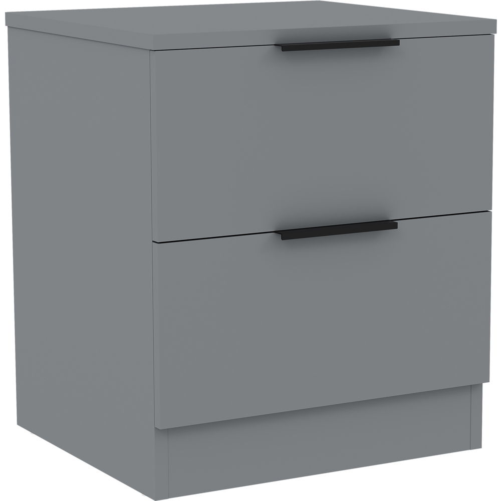 VIDA DESIGNS Terga 2 Drawer Grey Bedside Cabinet Image 2