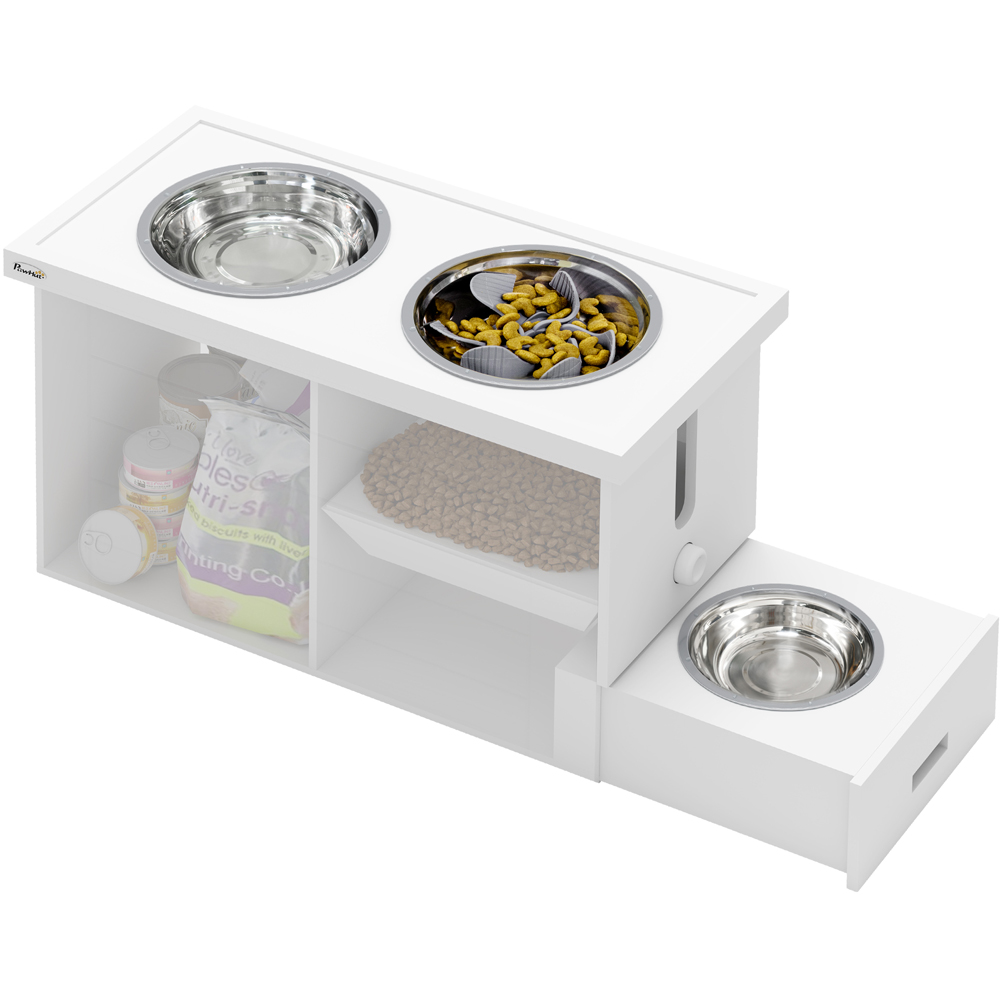 PawHut Semi Auto Dispenser Raised Dog Bowls with Slow Feeder Mat Image 1