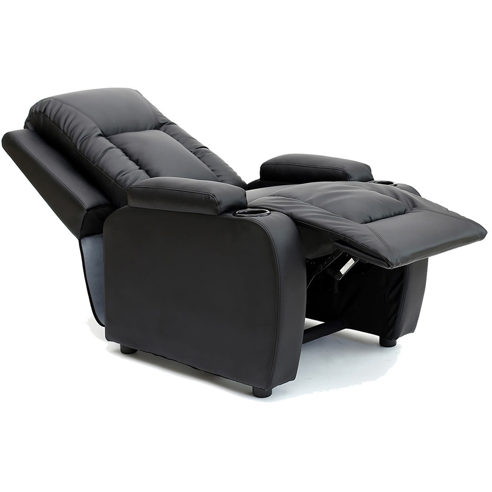 Furniture Online Oscar Black Bonded Leather Pushback Recliner Chair with Cupholders Image 6