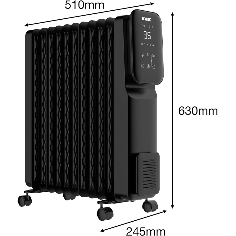 Mylek Black Wi-Fi Oil Filled Heater 2000W Image 6