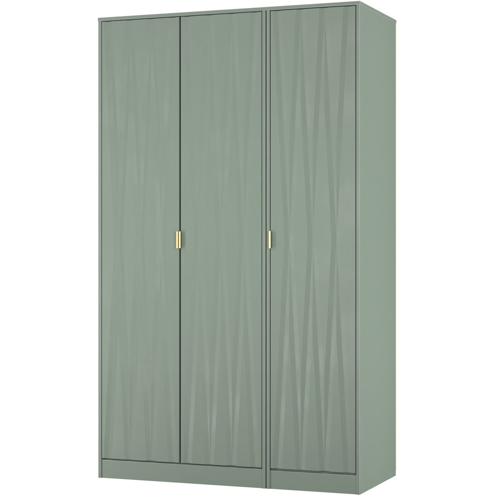 Crowndale Diamond 3 Door Reed Green Tall Wardrobe Ready Assembled Image 4