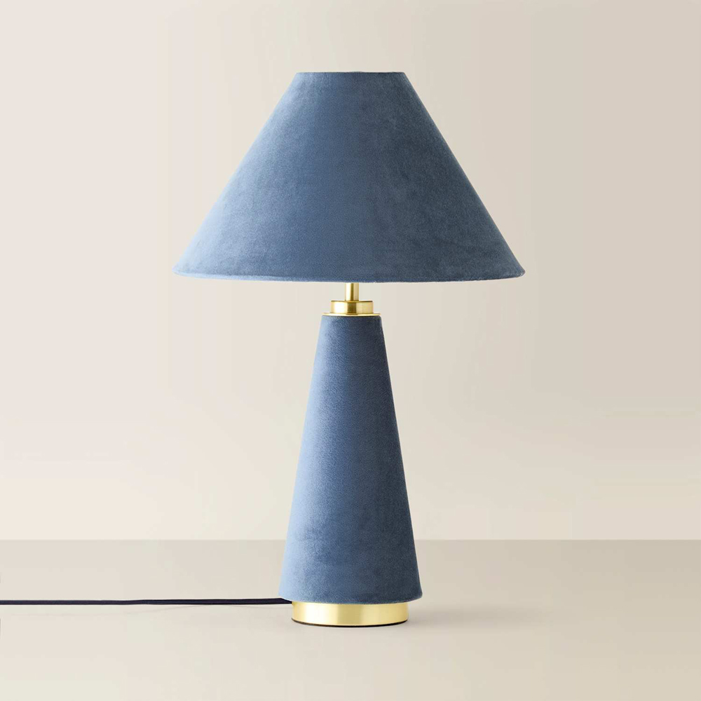 ValueLights Martha Denim Blue Conical LED Table Lamp with Bulb Image 4