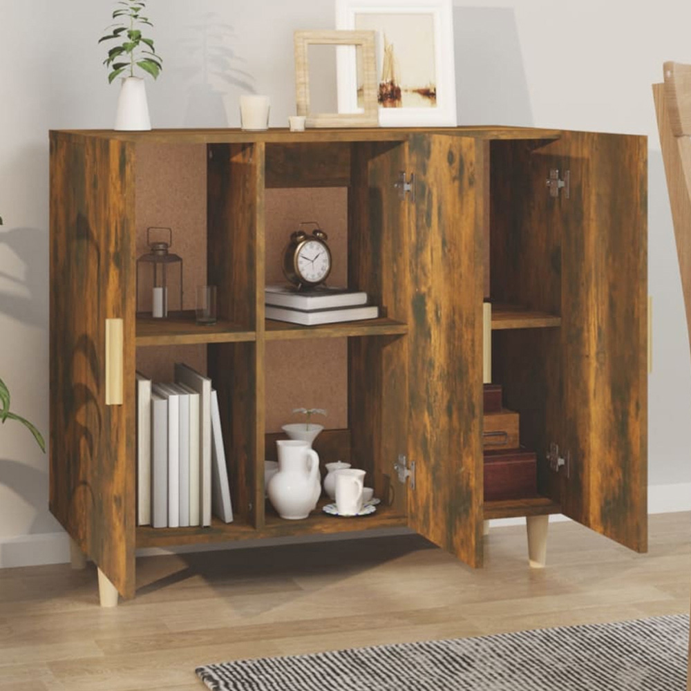 vidaXL 3 Door Smoked Oak Sideboard Image 1