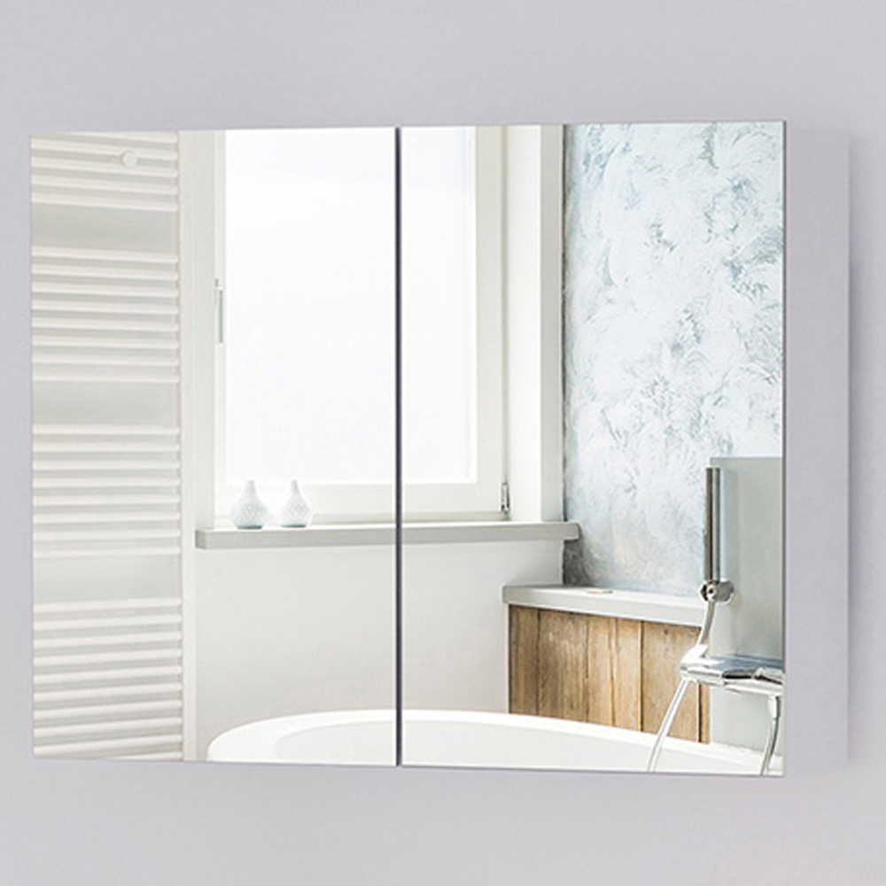 Portland White Mirror Bathroom Cabinet with Adjustable Shelves Image 1