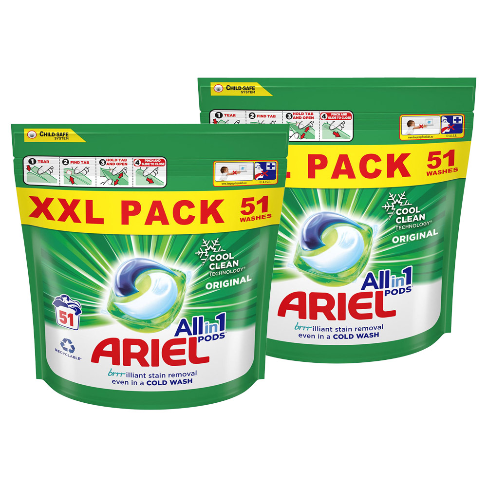 Ariel Original All in 1 Pods Washing Liquid Capsules 51 Washes Case of 2 Image 1
