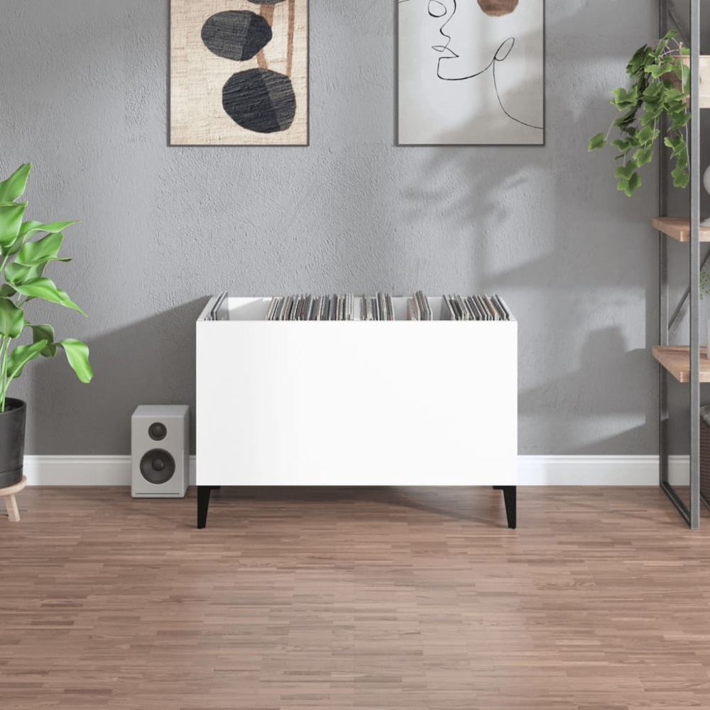 vidaXL High Gloss White Record Cabinet Image 7