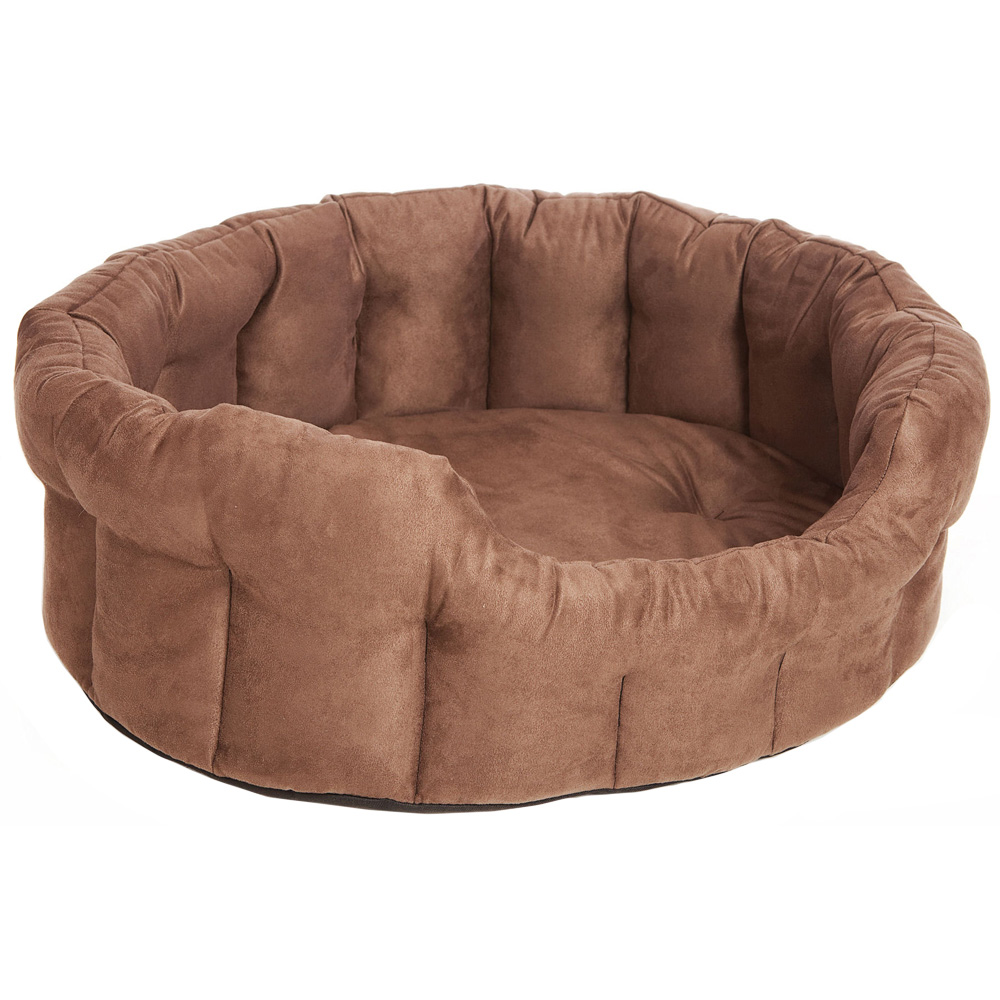 Gallery Detail: P L Large Brown Oval Faux Suede Dog Bed