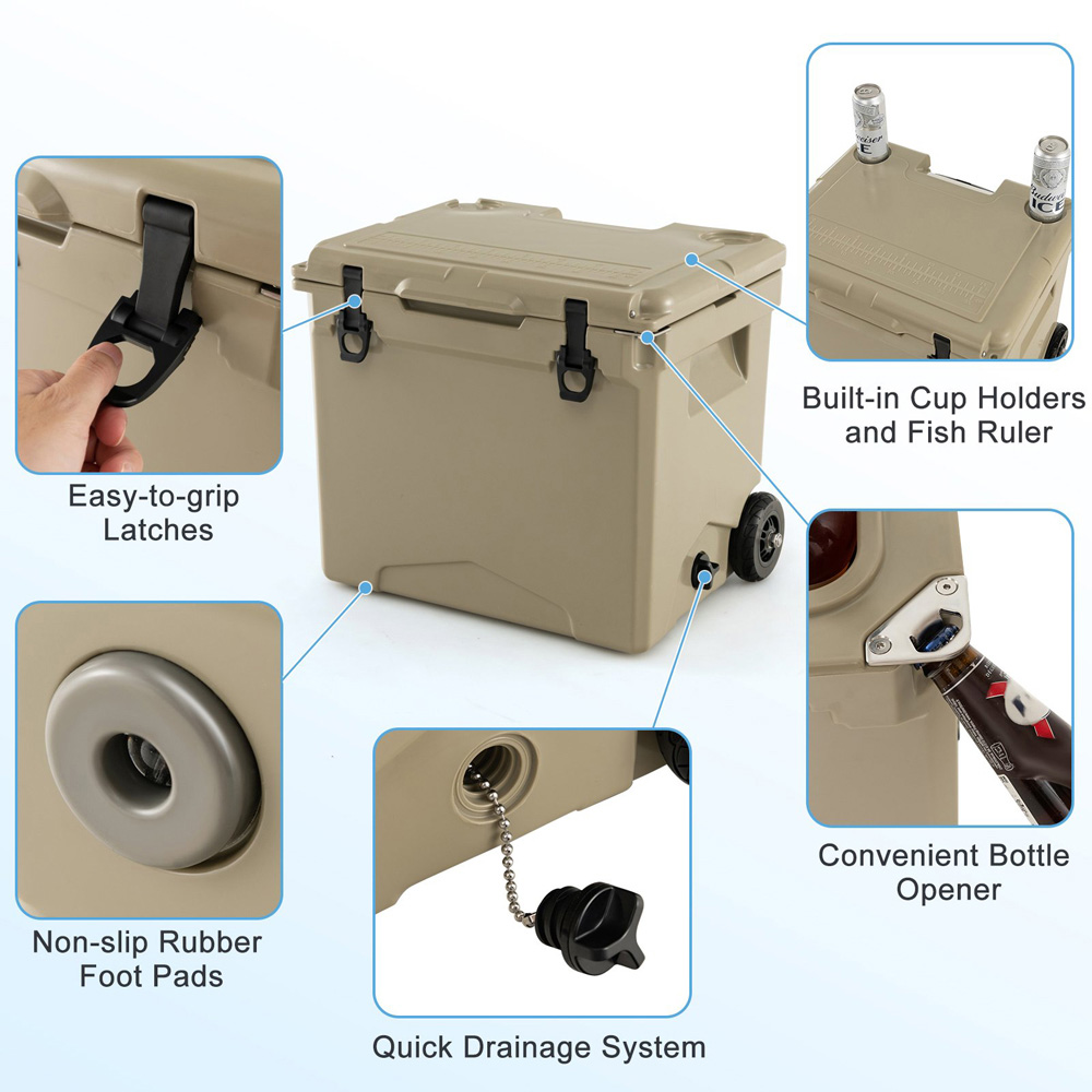 Costway Tan Portable Ice Box Cooler 40L Image 8