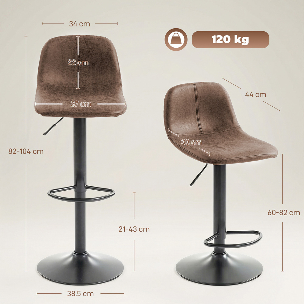 Portland Brown Leathaire Swivel Bar Stool Set of 2 Image 8