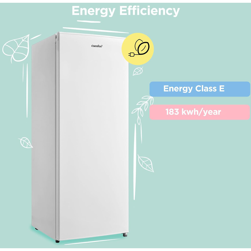 Comfee White Freestanding Tall Freezer with Adjustable Thermostat and Reversible Door 160L Image 4