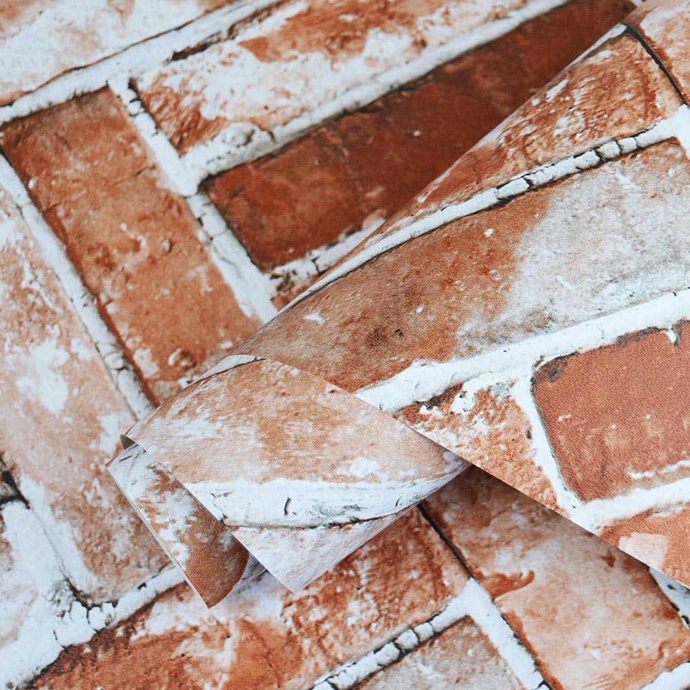 Muriva Herringbone Brick Red Wallpaper Image 2