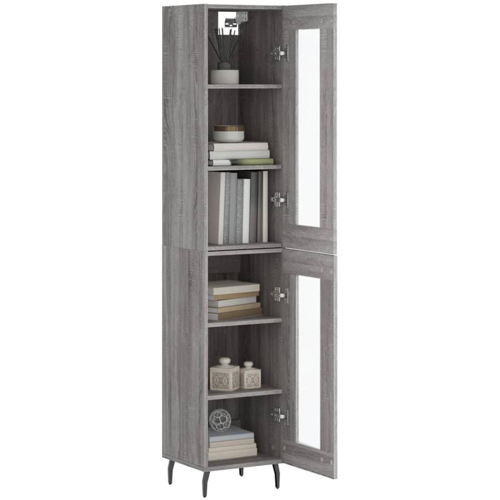 vidaXL 2 Glass Door Grey Sonoma Highboard Image 3