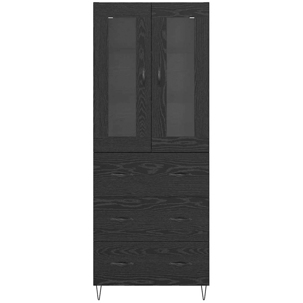 vidaXL 2 Door 3 Drawer Black Oak Sideboard Image 4