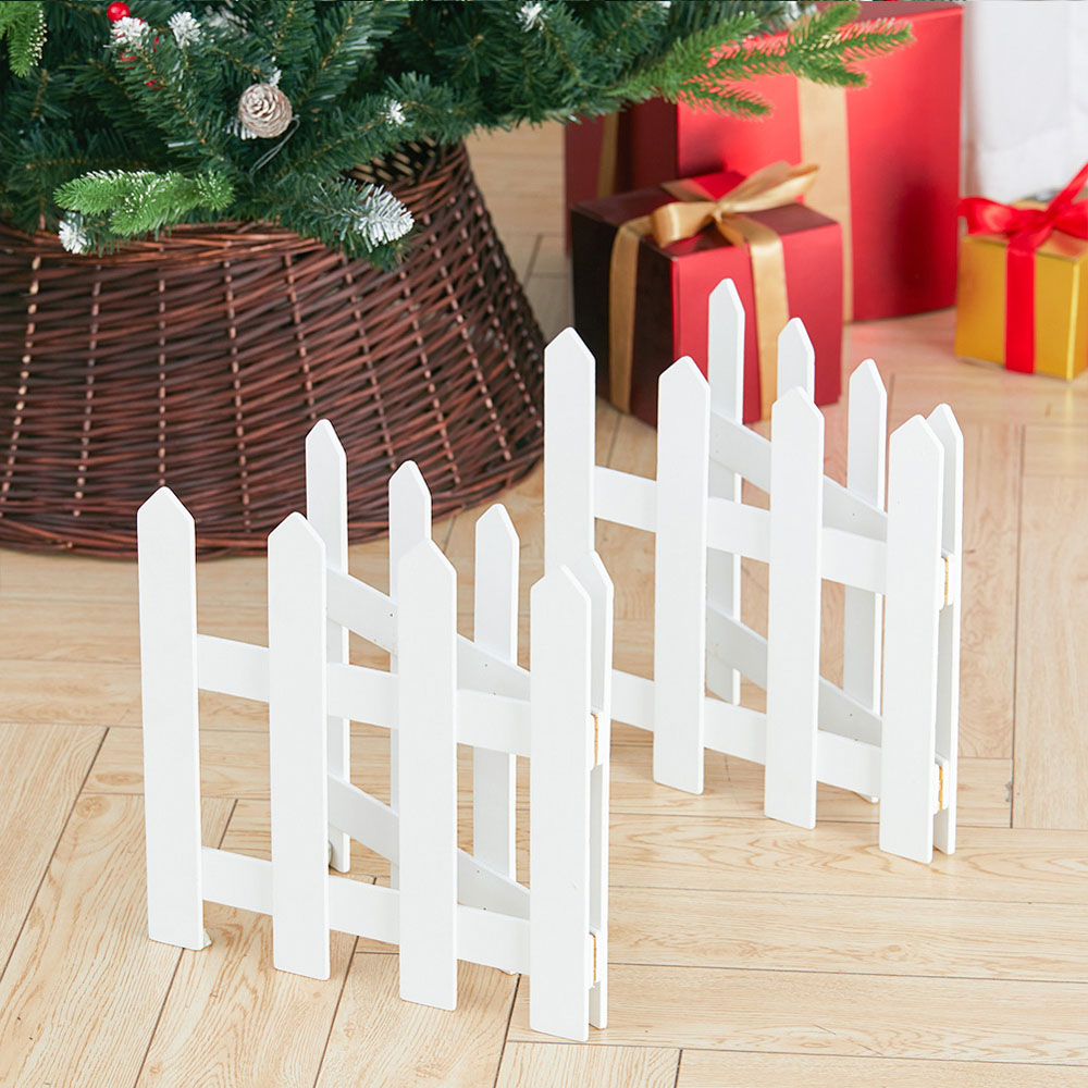 Living and Home Wooden Christmas Tree Picket Fence Image 9