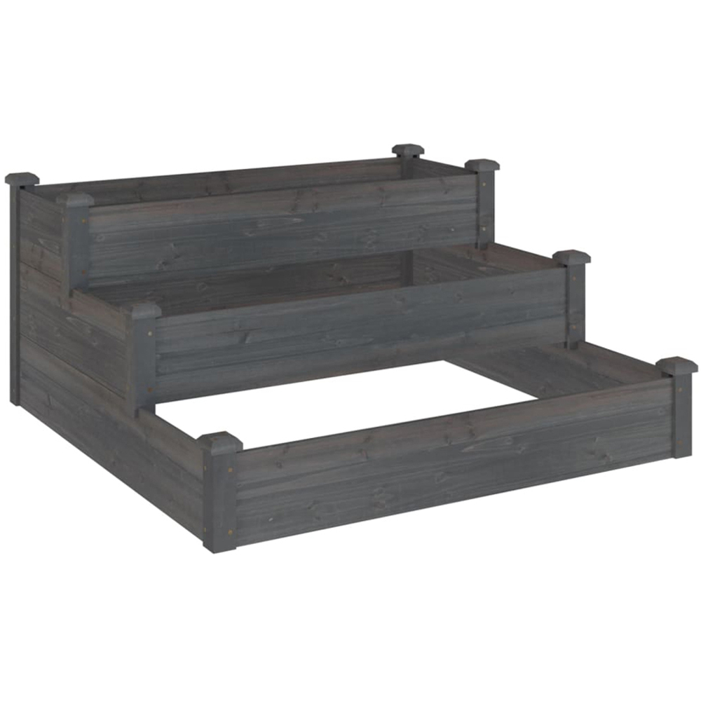 vidaXL 3 Tier Grey Fir Wood Raised Garden Bed 56 x 120 x 120cm Image 1