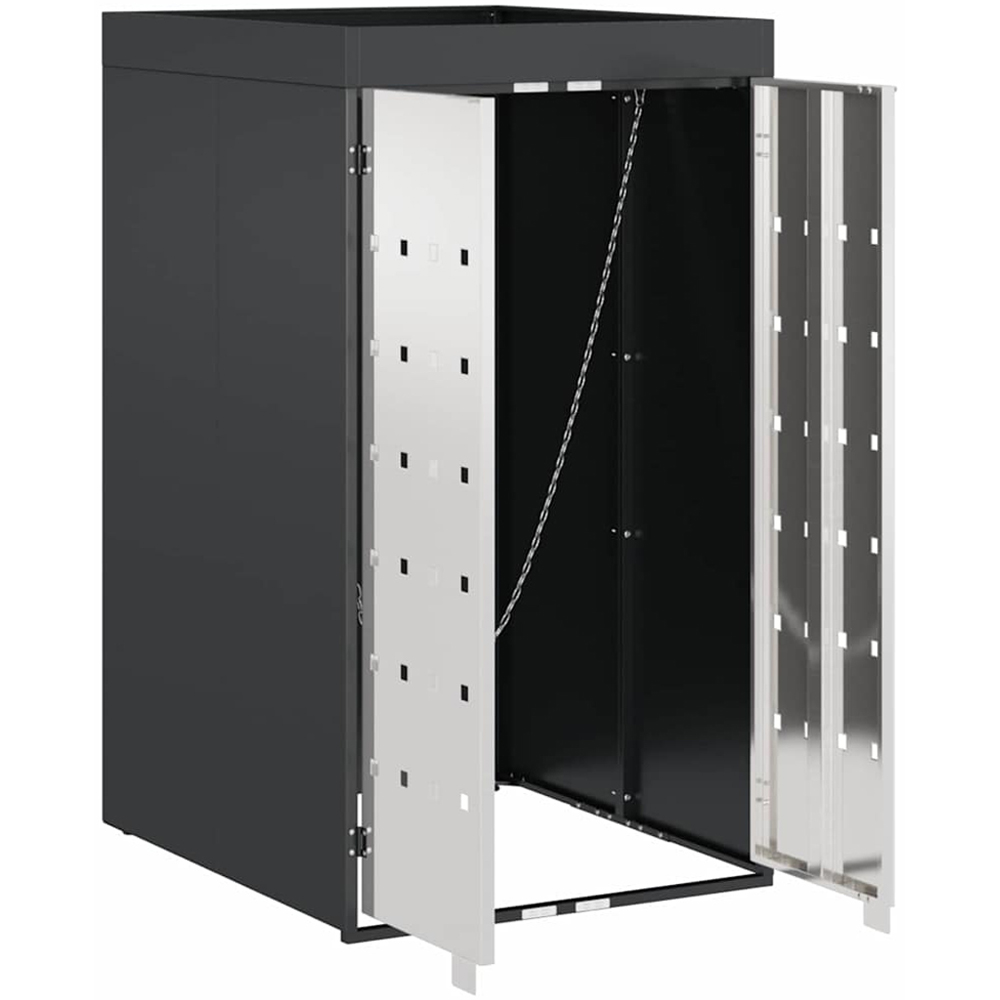 vidaXL Anthracite and Silver Wheelie Bin Storage Shed with Planter Roof Image 5