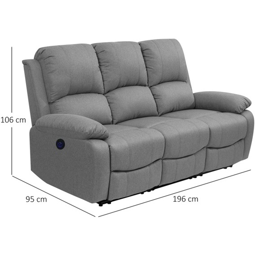 Comfy Living 5 Seater Light Grey Linen Electric Recliner Sofa Set Image 8