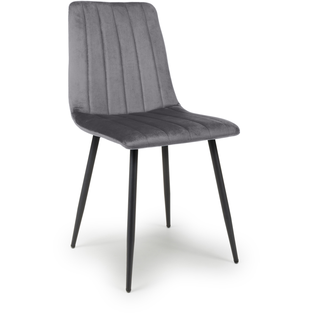 Lisbon Set of 4 Grey Brushed Velvet Dining Chair Image 2