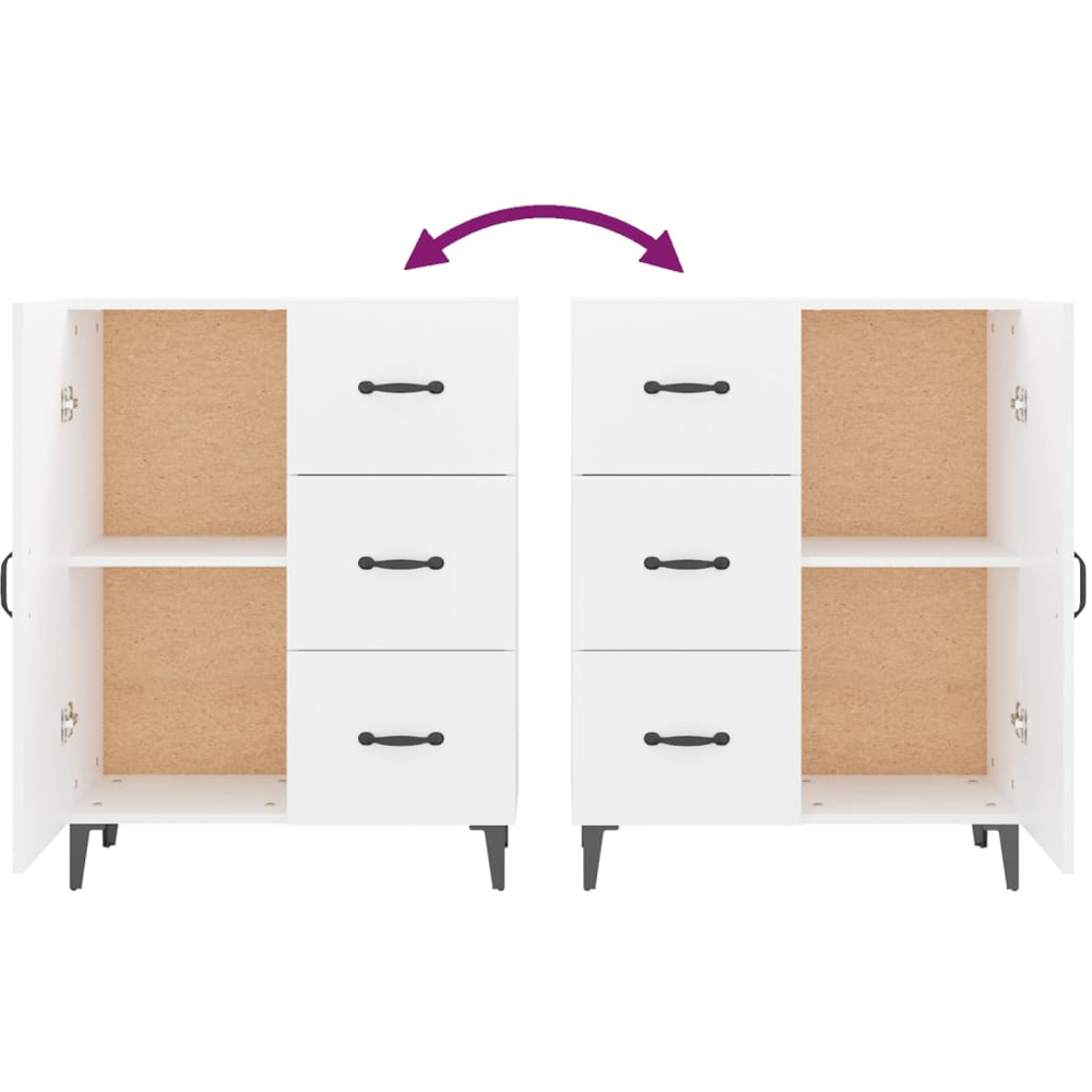 vidaXL Single Door 3 Drawer White Sideboard Image 8