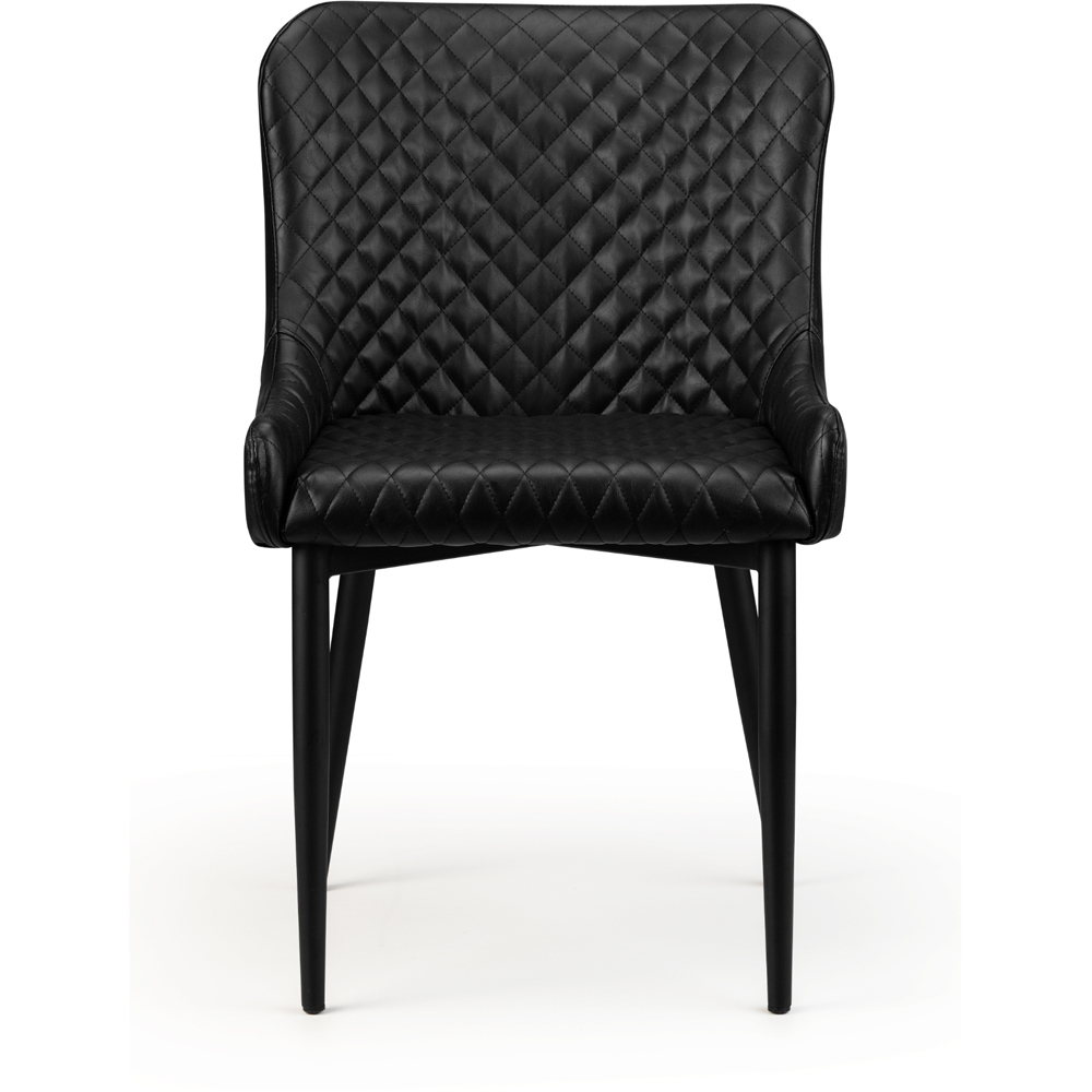 Julian Bowen Luxe Set of 2 Black Faux Leather Dining Chair Image 4