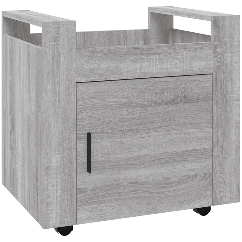 vidaXL Single Door Single Shelf Grey Sonoma Wooden Desk Trolley Image 2