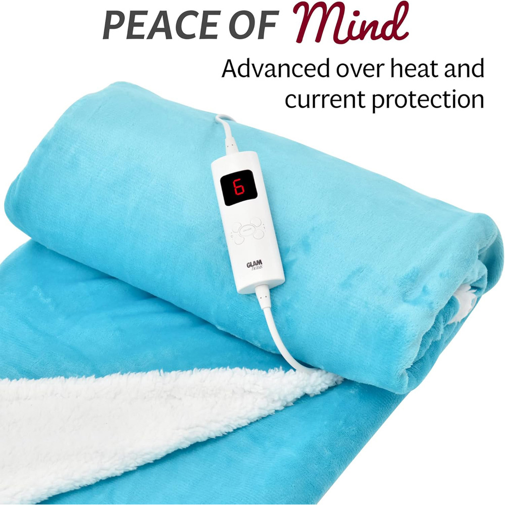 GlamHaus Scuba Blue Heated Blanket 160 x 130cm Image 6