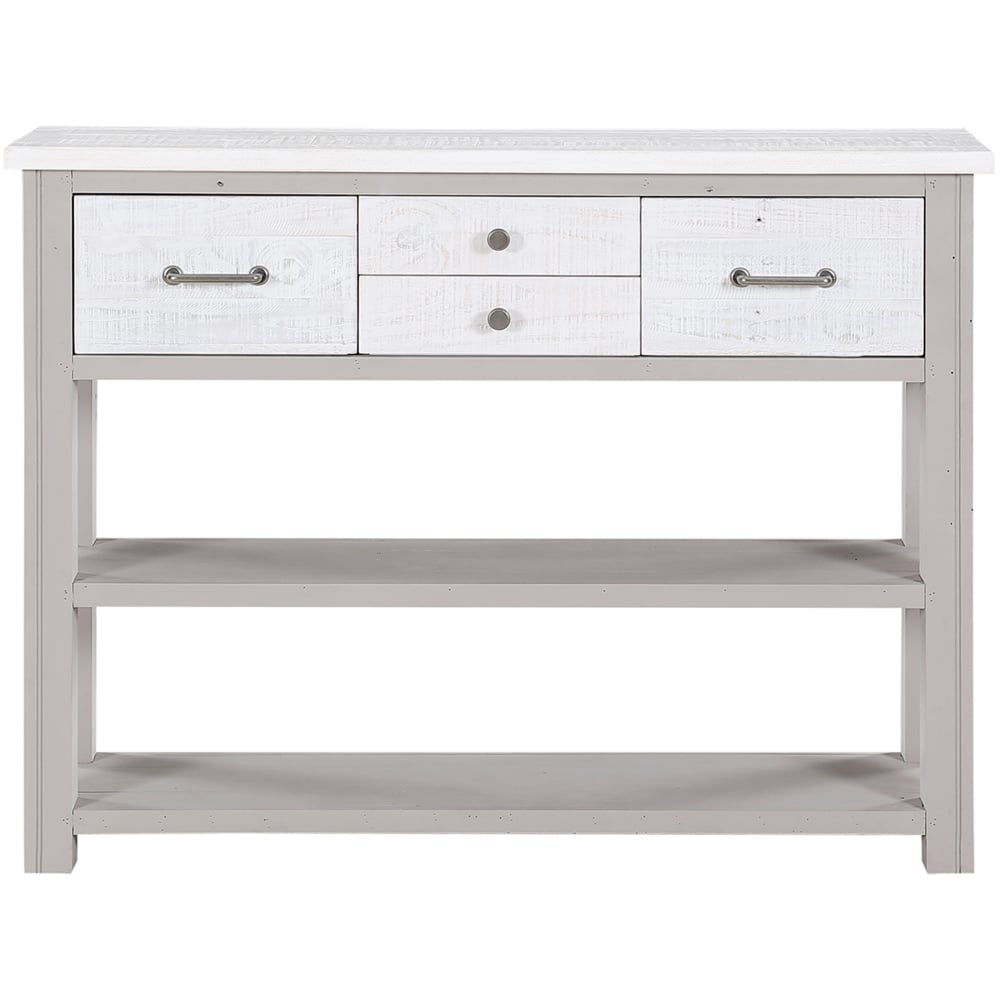 Baumhaus Greystone 4 Drawer 2 Shelf White Low Bookcase Image 3