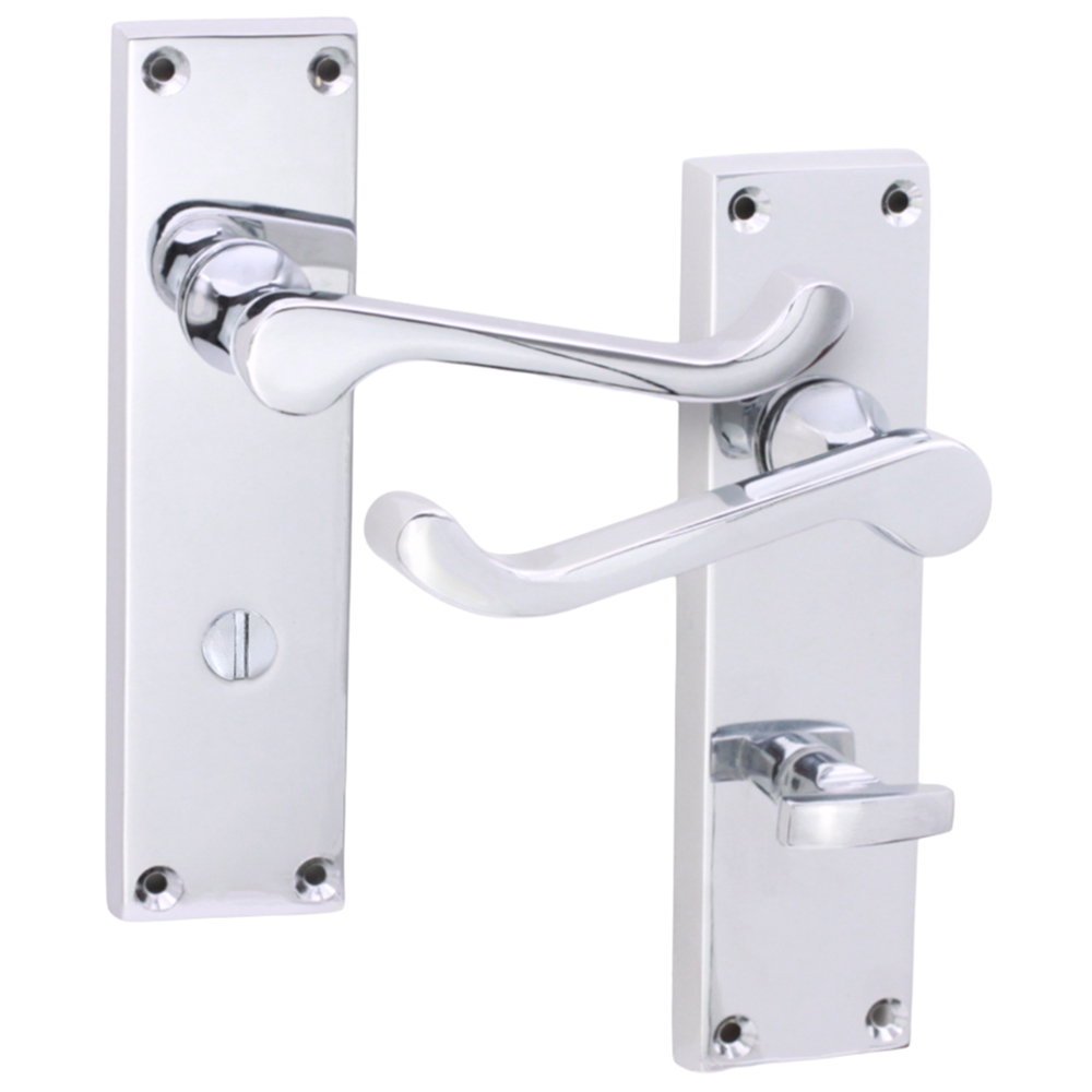 Spira Brass Victorian Polished Chrome Scroll Bathroom Lever Door Handle 2 Pack Image 1