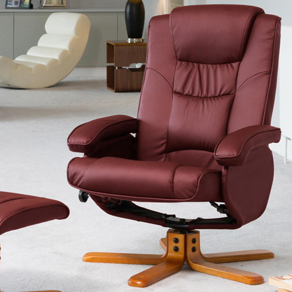 Artemis Home Severn Burgundy Swivel Recliner Chair with Footstool Image 3