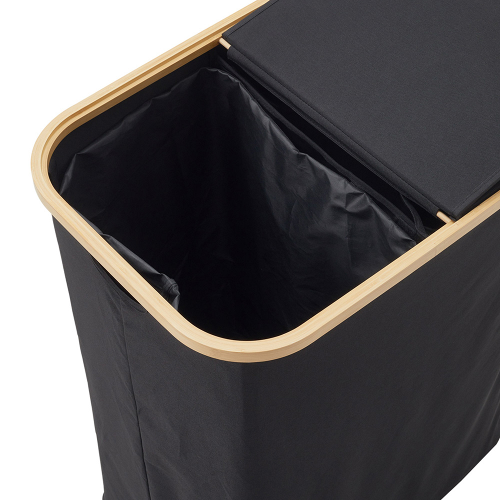 Living and Home 2 Compartment Black Laundry Basket with Lid 150L Image 6
