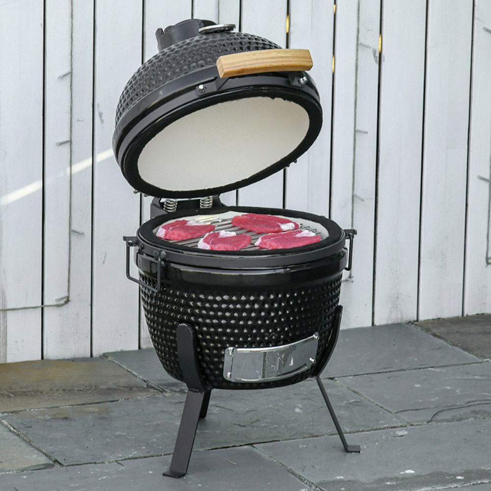 Outsunny Black Cast Iron Charcoal BBQ Grill Image 2