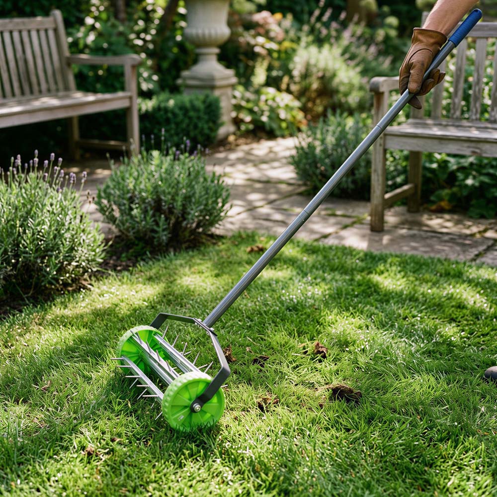 Harbour Housewares Green Rolling Lawn Aerator 40cm x 1.4m Image 4