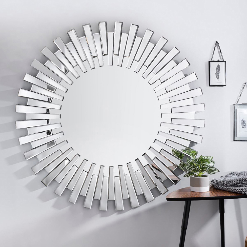 Furniturebox Astra Round Large Silver 3D Mirror Image 4
