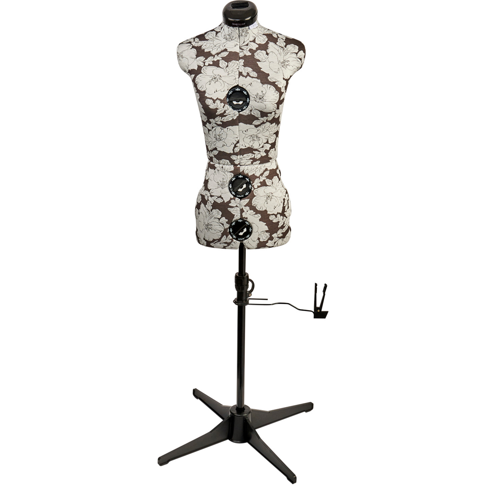 Sewing Online 5901P Grey Floral Hollyhock Adjustable 8-Part Dressmakers Dummy with Hem Marker Petite Image 2