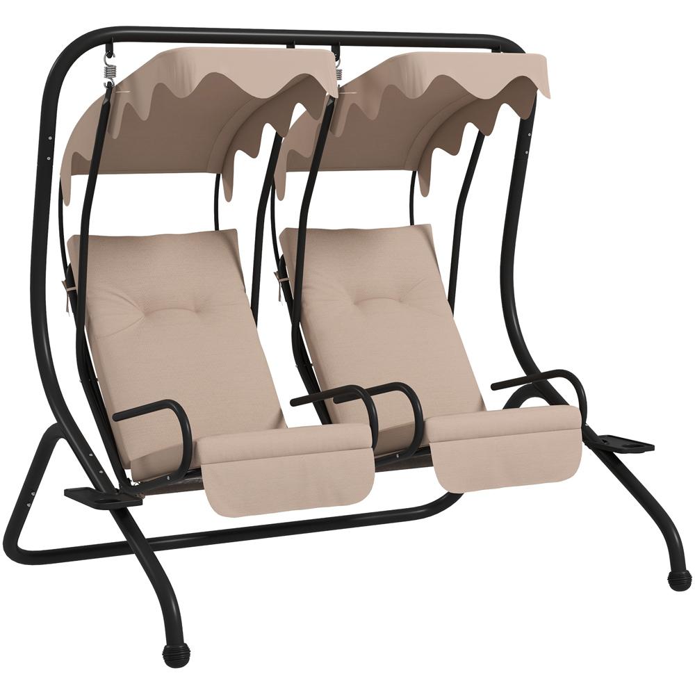 Outsunny 2 Seater Beige Swing Chair with Canopy Image 2