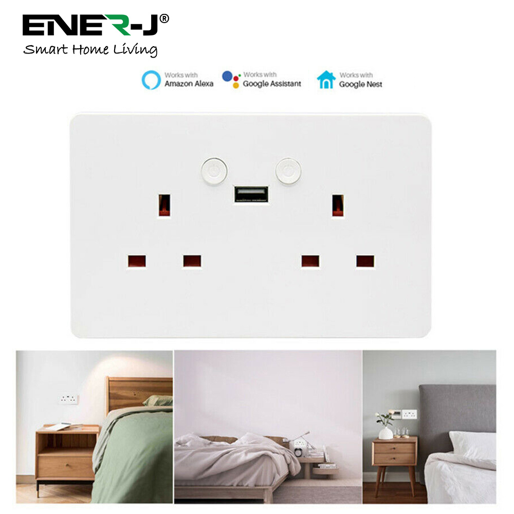 Ener-J White Smart Double Socket with USB Port Image 5